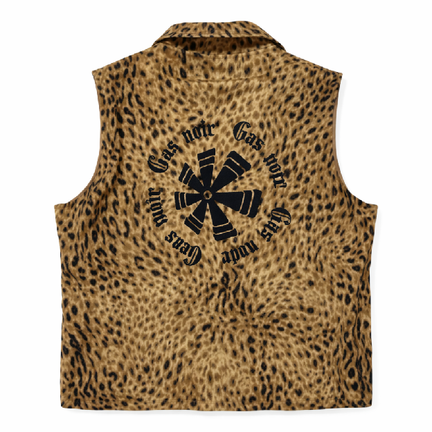 Gas Noir Leopard-Print Quilted Vest