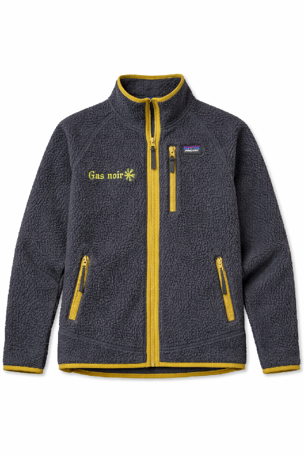 Gas Noir Reworked Sweater-Fleece Full-Zip — Charcoal/Gold