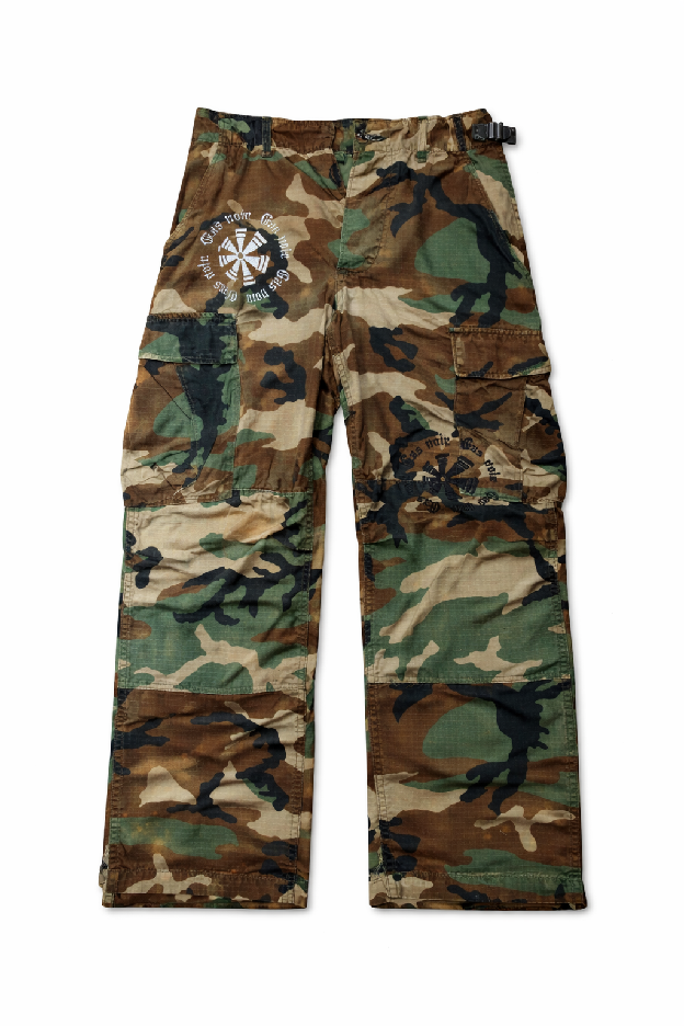 Gas Noir Reworked Woodland Camo Cargo Pants