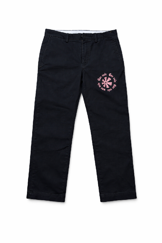 Gas Noir Embroidered Chino — Black/Pink