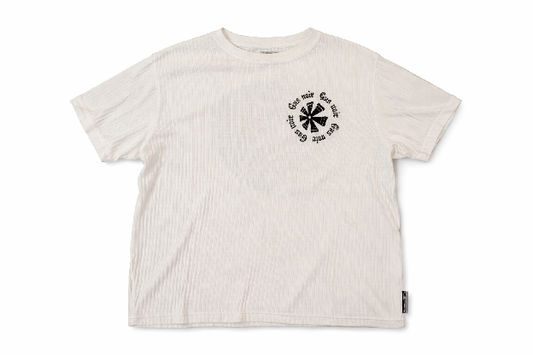 Gas Noir Ribbed Boxy Tee — Cream
