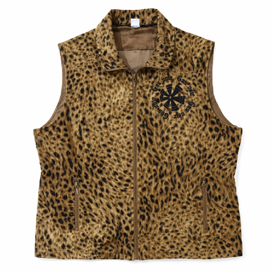 Gas Noir Leopard-Print Quilted Vest