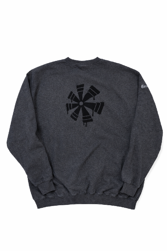 Gas Noir Pinwheel Crewneck — Charcoal/Black
