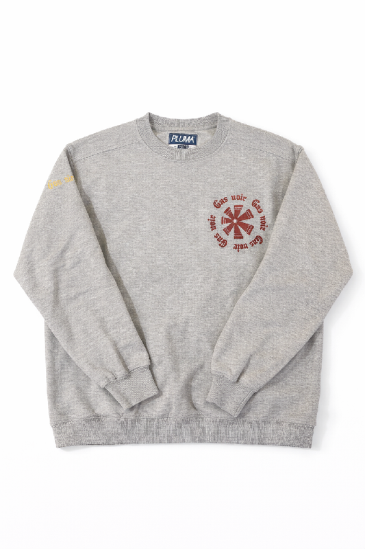 Gas Noir Heather Grey Crest Crewneck