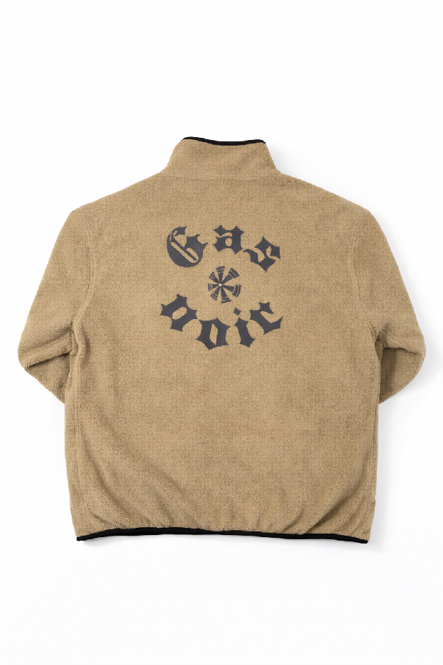 Gas Noir Tan Sherpa Full-Zip Fleece