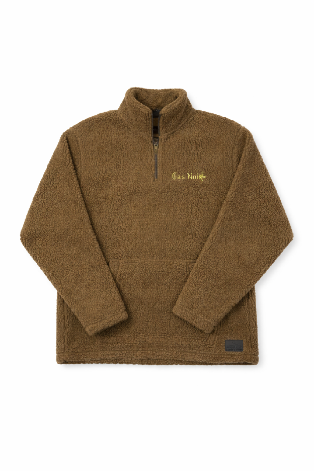 Gas Noir Olive Sherpa Half-Zip Pullover